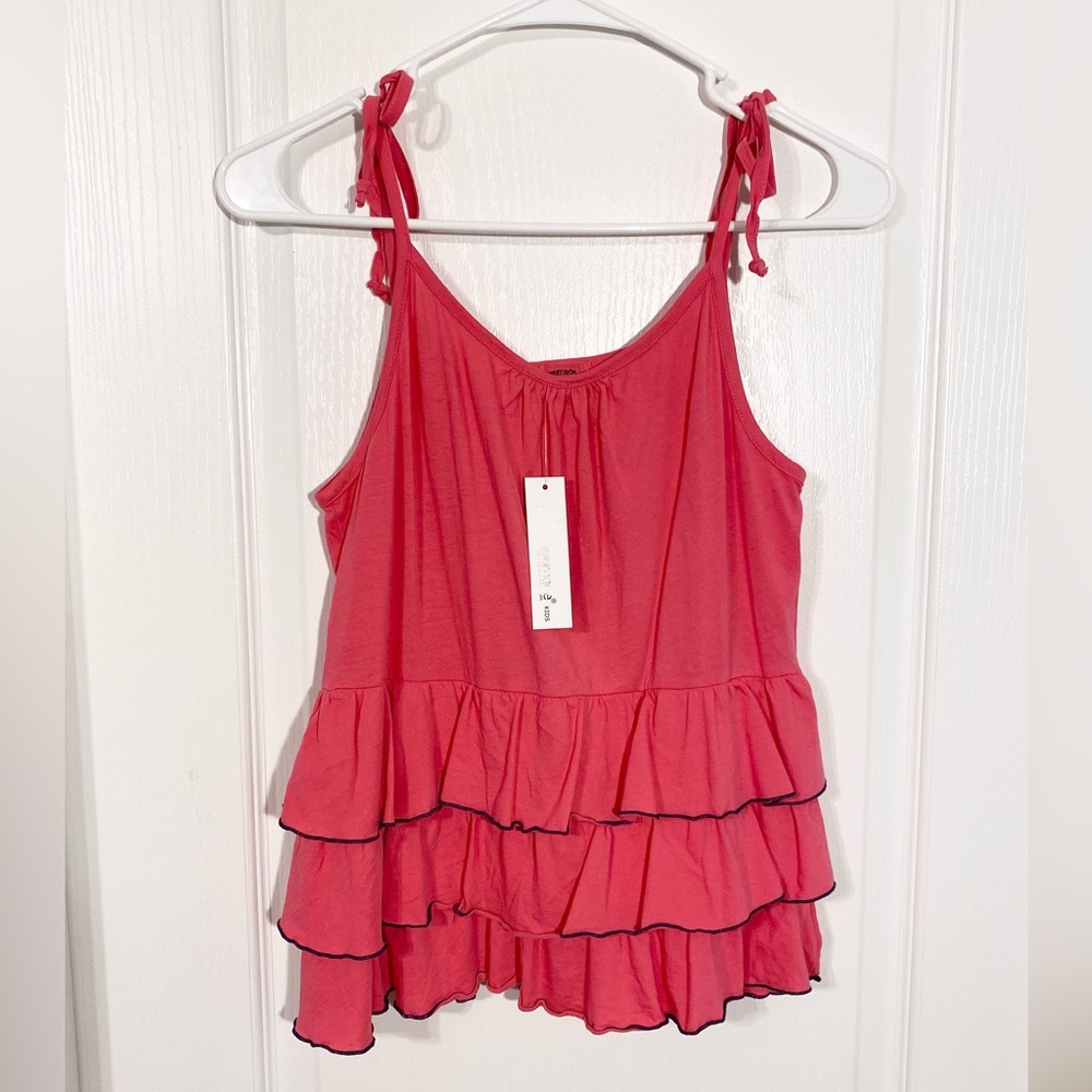 LAmade Kids Tiered Ruffle Tie Strap Camisole USA MADE Pink Navy Girl’s 14